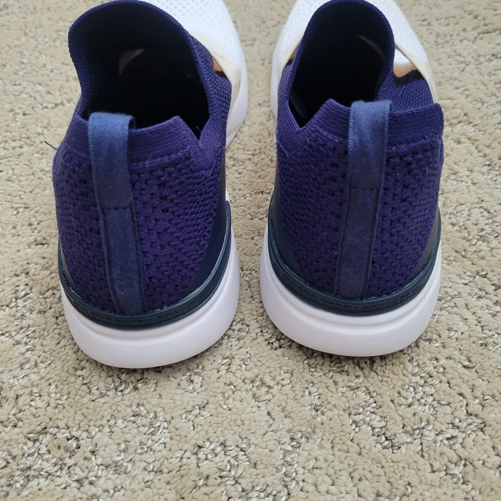 APL Women's Slip-On Athletic Sneakers in White, Navy & Beige - Picture 3 of 6